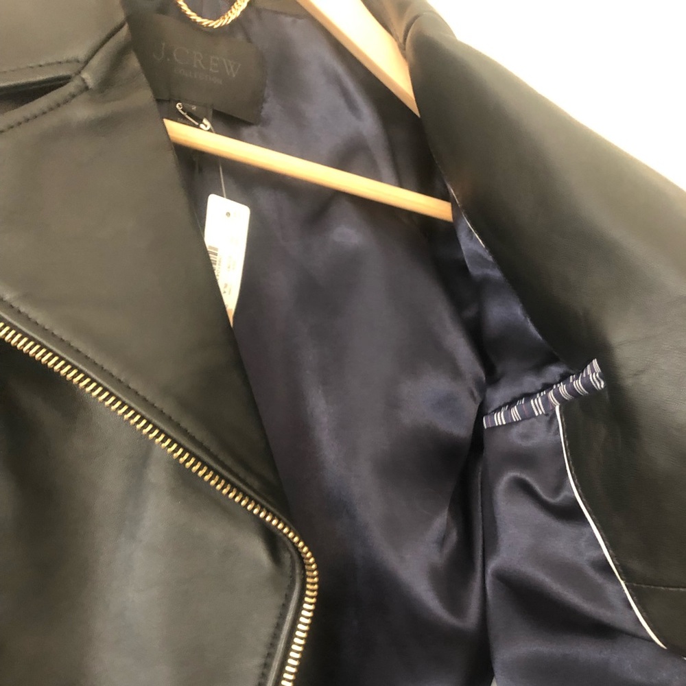 J. Crew Black Leather Moto Jacket with Gold Hardware - Picture 5 of 6